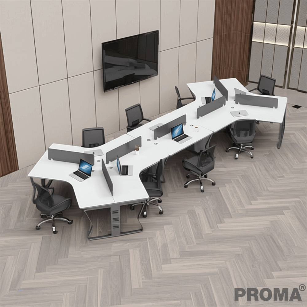 [Pre-order] โต๊ะทำงาน Proma-POD-05 สีขาว/ดำ แบบ 8 ที่นั่ง (ไม่มีตู้เอกสาร)_11